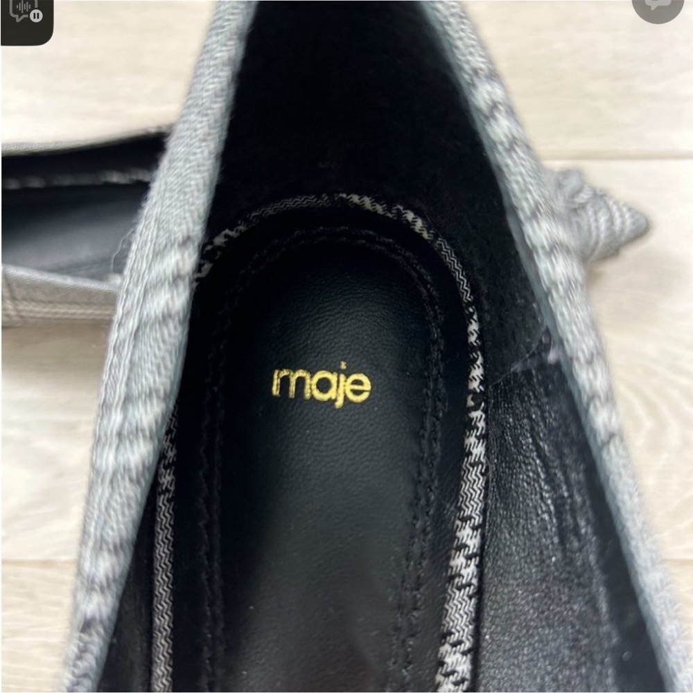 Maje Black and White Houndstooth Pointed Toe Flat - Picture 5 of 7